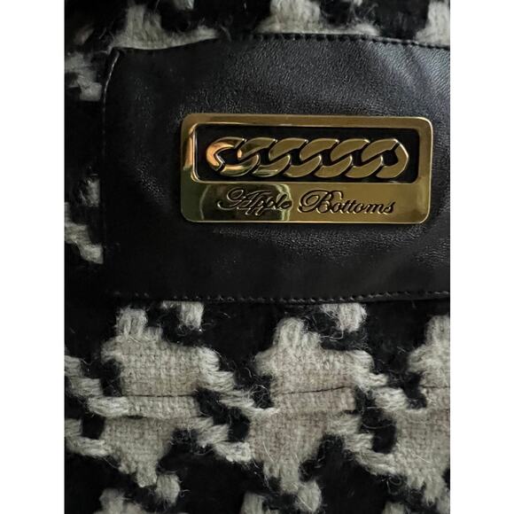 Apple Bottoms black and white herringbone asymmetric moto jacket size small - Picture 5 of 8